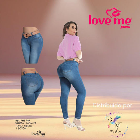 🔥 Jeans Colombianos Love Me – Mom Fit, Cintura Alta, Azul Clásico + Cinturón Elegante 🔥